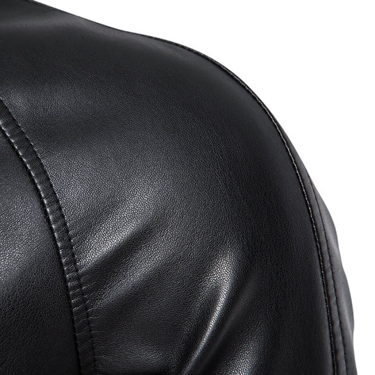 Herren Kunstleder-Bomberjacke im Slim-Fit mit Rippbündchen und verdecktem Reißverschlussleiste Shop Nory