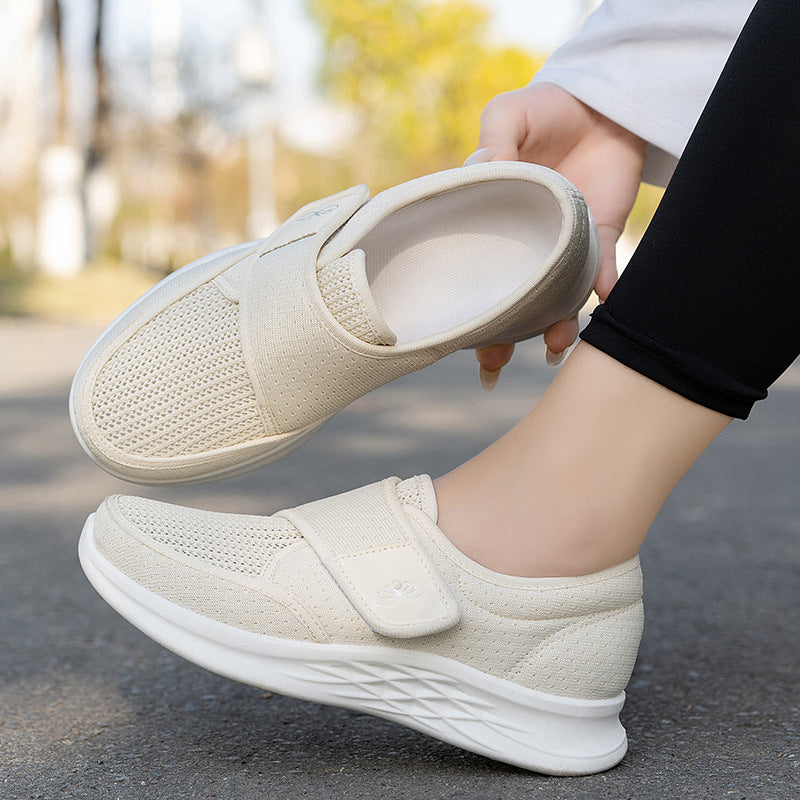 Damen sportliche und atmungsaktive Slipper mit Klettverschluss Shopnory