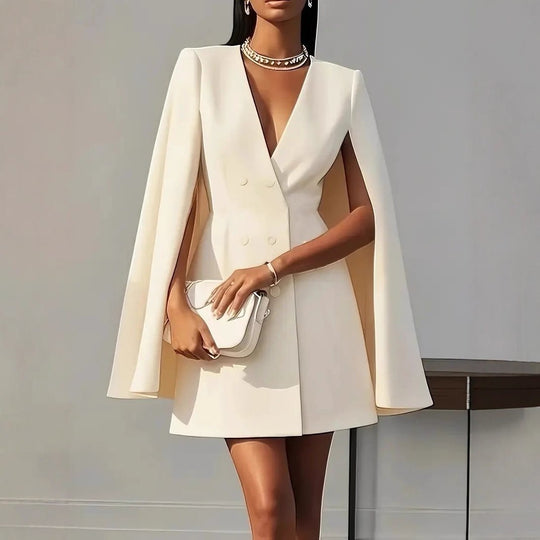 Damen Cape-Blazer-Kleid mit Doppelreihe und tiefem V-Ausschnitt Shop Nory