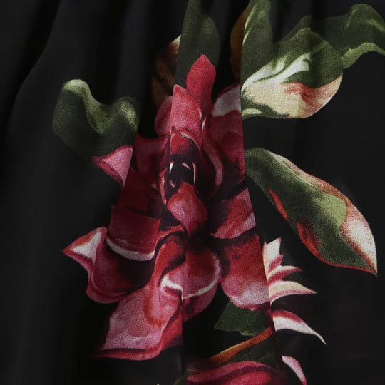 Damen Maxikleid mit Blumenprint, Stufenrock und Volantärmeln Shop Nory