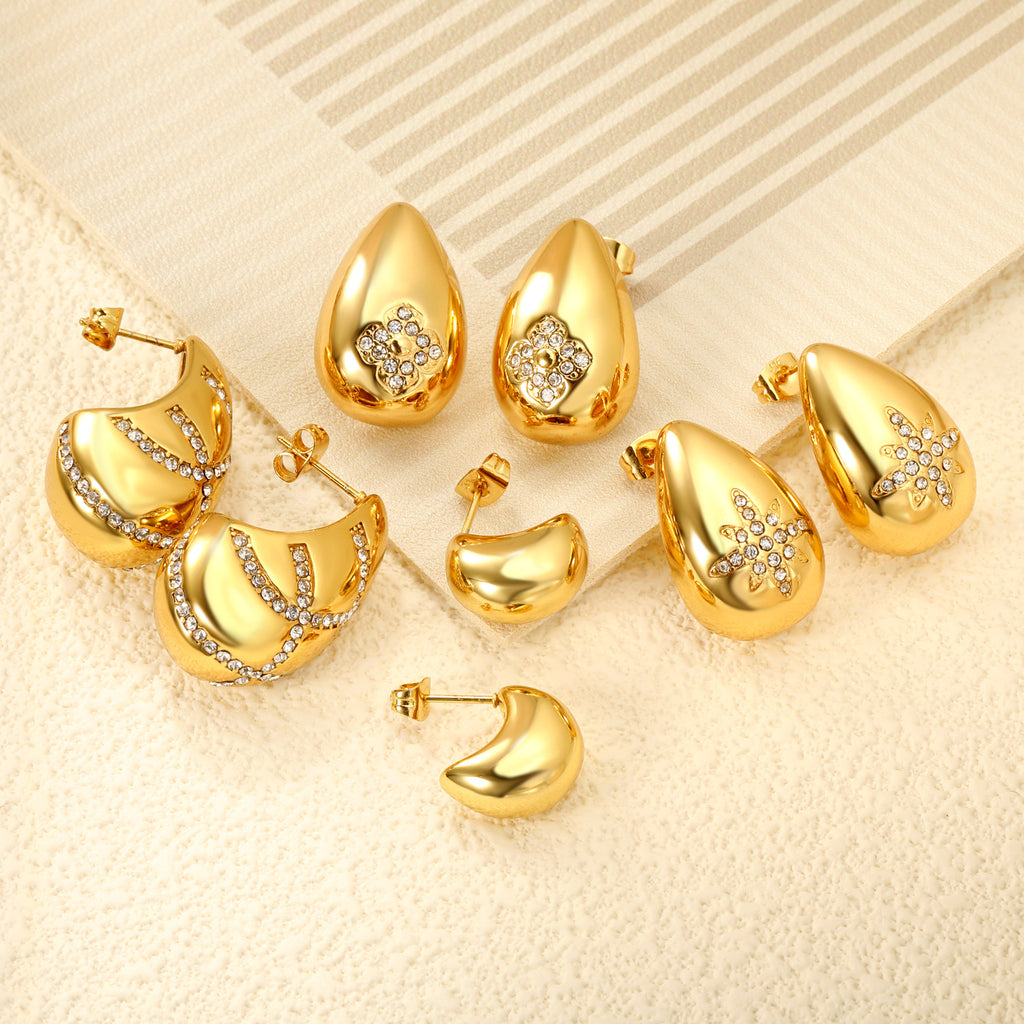 Damen Elegante goldplattierte Edelstahl Ohrstecker Shop Nory