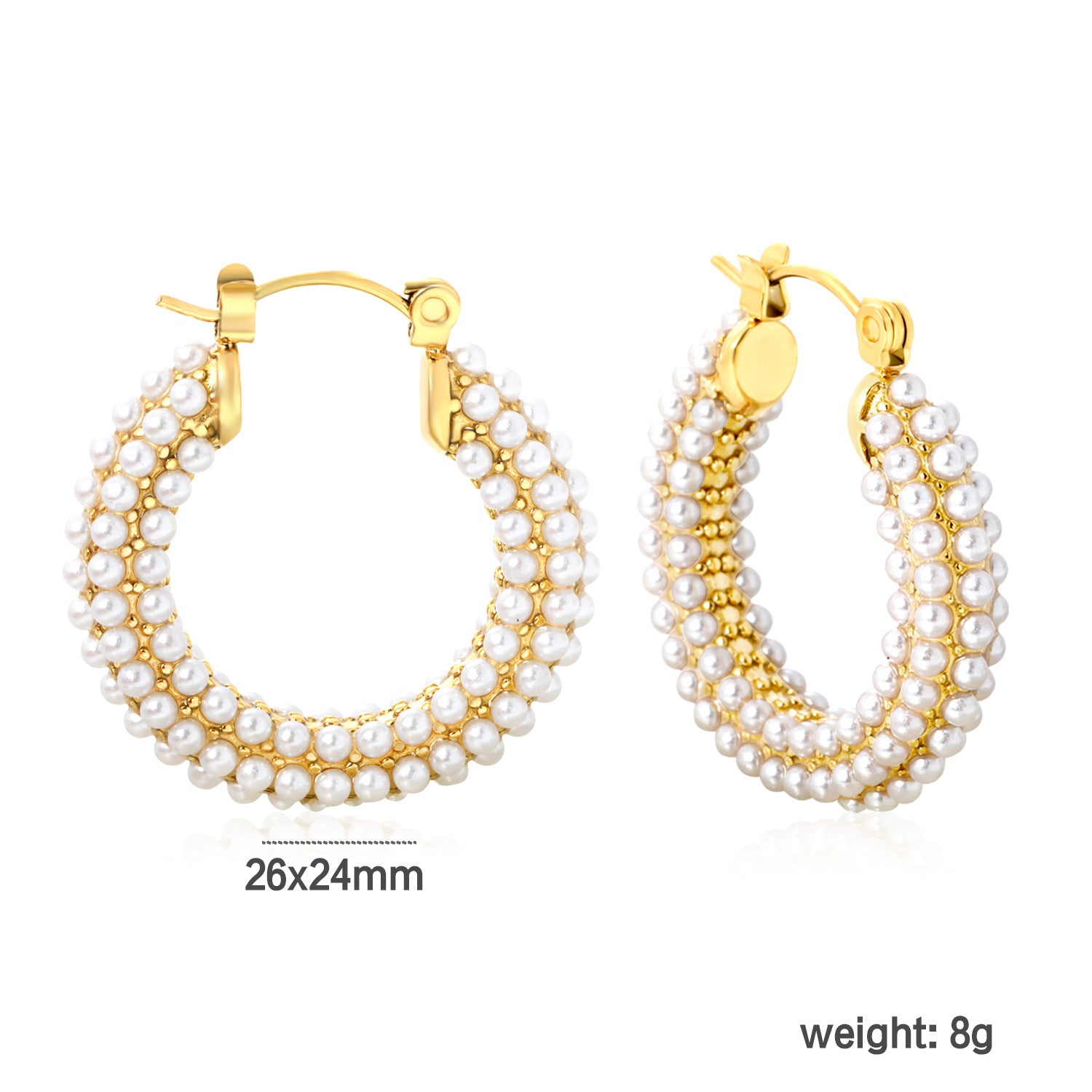 Damen Creolen mit funkelnden Zirkonia und Perlenbesatz Shop Nory