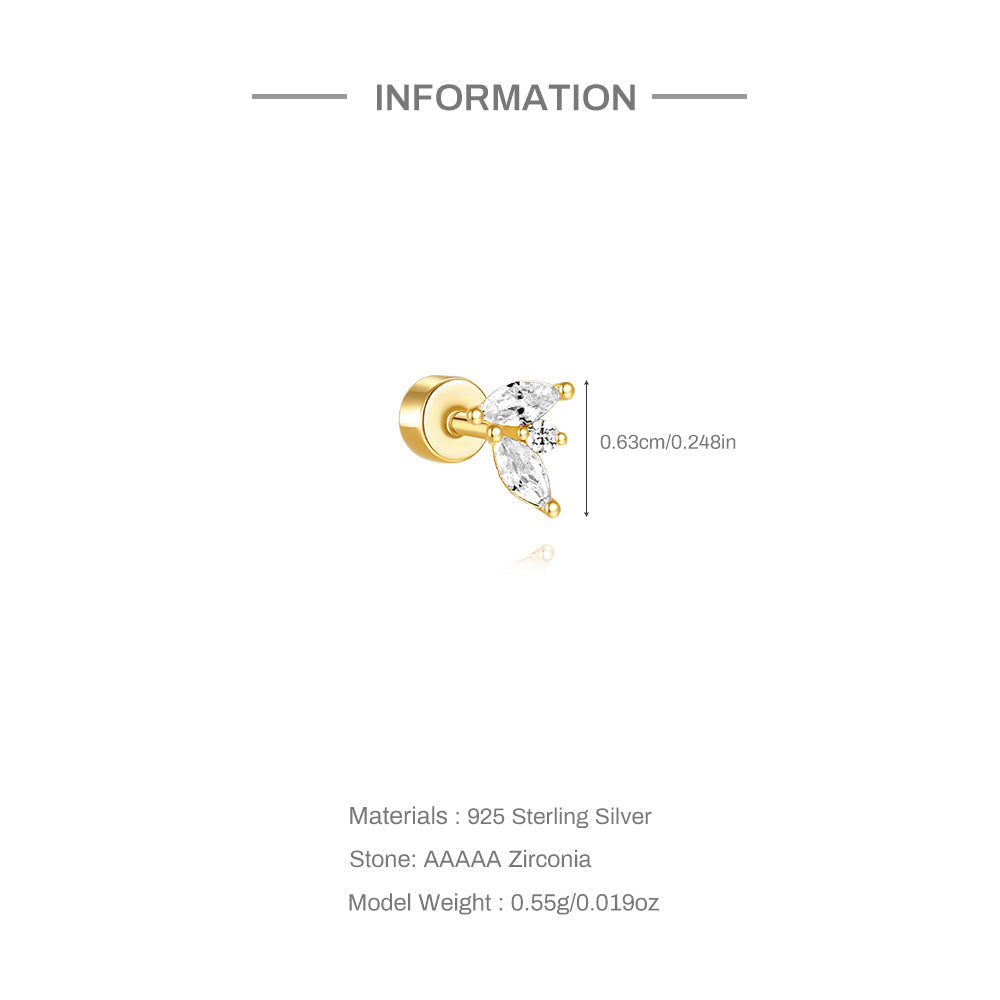 1 Stück Ohrknorpelringe & Steckern Einfacher Stil Klassischer Stil Geometrisch 925 Sterling Silber Opal Zircon Ohrknorpelringe & Steckern | Shop Nory