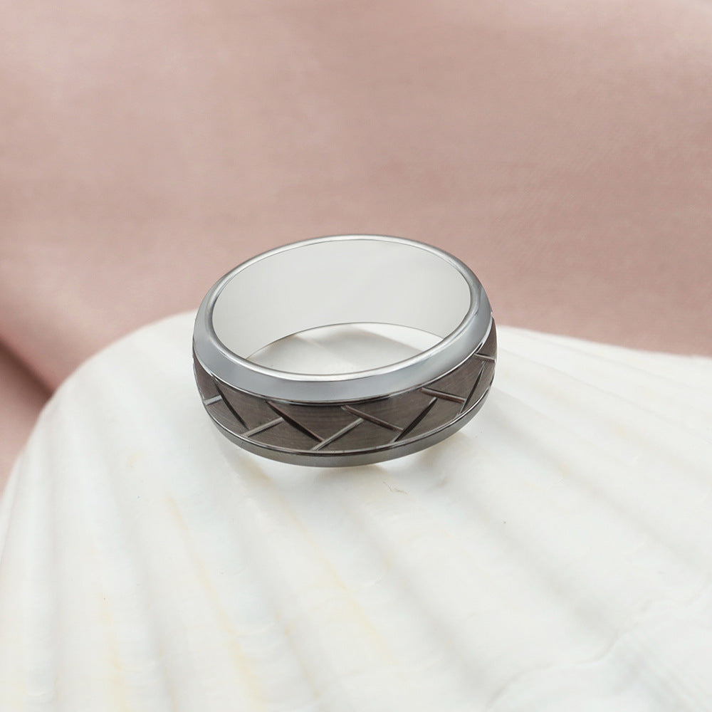 Herren modischer Edelstahlring mit strukturierter Oberfläche Shop Nory