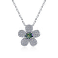 Damen Halskette mit floralen Anhänger und funkelnden Kristallen Shop Nory