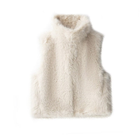 Damen Ärmellose Teddy‑Plüschweste mit hohem Stehkragen und dichtem Hochflor Shop Nory
