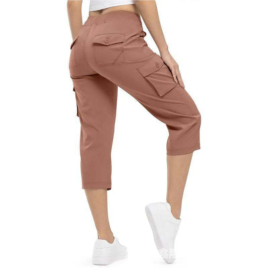Damen Capri Cargo-Hosen in Bermuda-Länge mit hoher Taille und aufgesetzten Klappentaschen Shop Nory