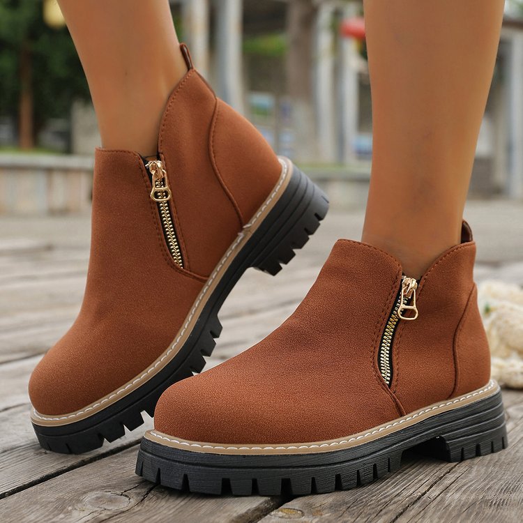 Damen Ankle-Boots mit grober Profilsohle und seitlichem Reißverschluss Shop Nory