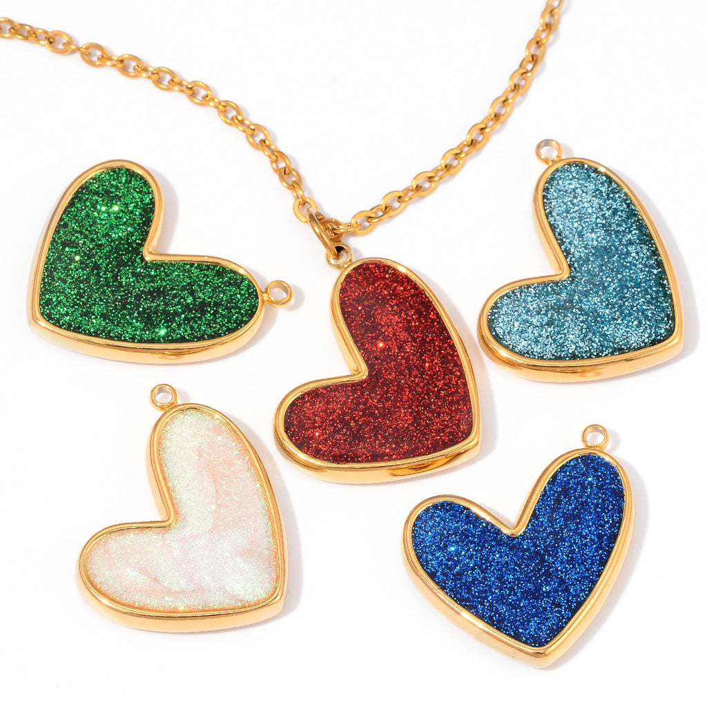 Damen Schmuckanhänger in Herzform mit glitzerndem Effekt Shop Nory