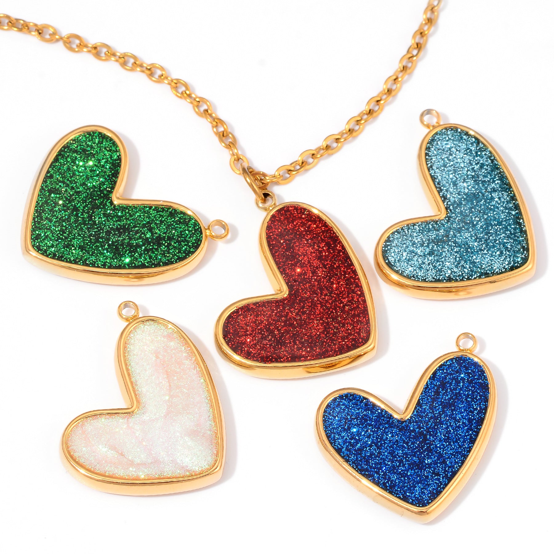 Damen Schmuckanhänger in Herzform mit glitzerndem Effekt Shop Nory