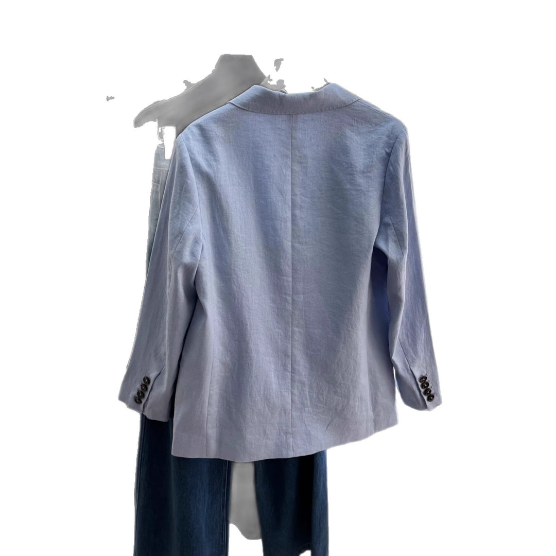 Damen Modischer Leinenblazer mit zwei Taschen Shop Nory