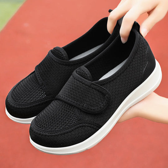 Damen Bequeme Slip-On Sportschuhe mit elastischem Klettverschluss und atmungsaktivem Mesh-Obermaterial Shopnory