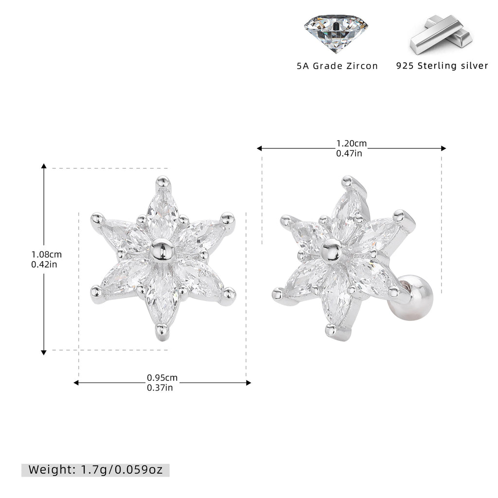 Damen Ohrstecker mit funkelndem Blumenmotiv aus hochwertigem 925 Sterling Silber Shop Nory