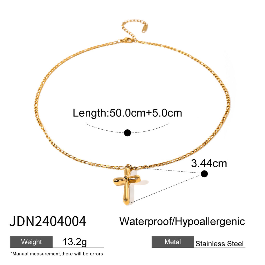 Damen Halskette mit filigranem Kreuzanhänger aus hypoallergenem Edelstahl Shop Nory