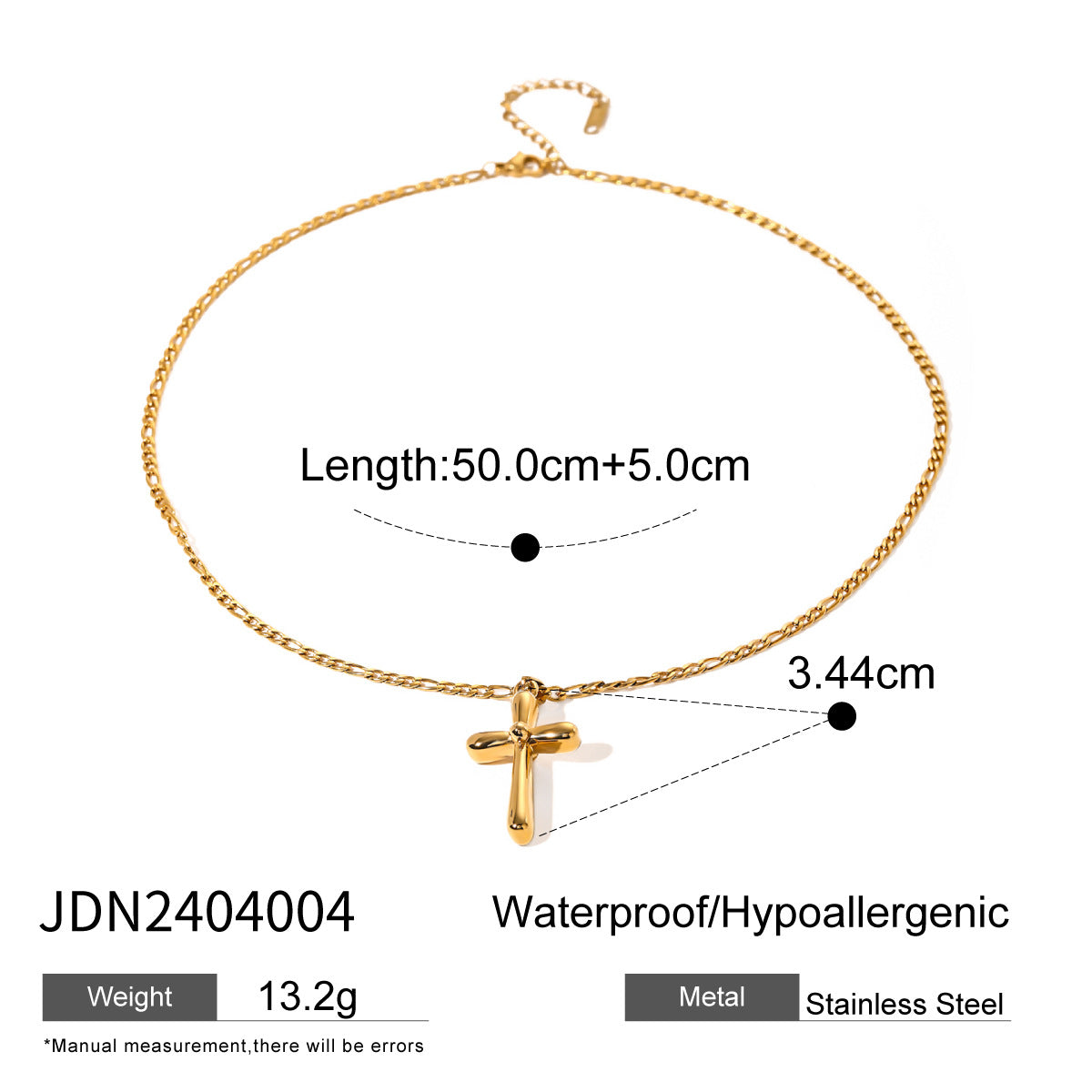 Damen Halskette mit filigranem Kreuzanhänger aus hypoallergenem Edelstahl Shop Nory