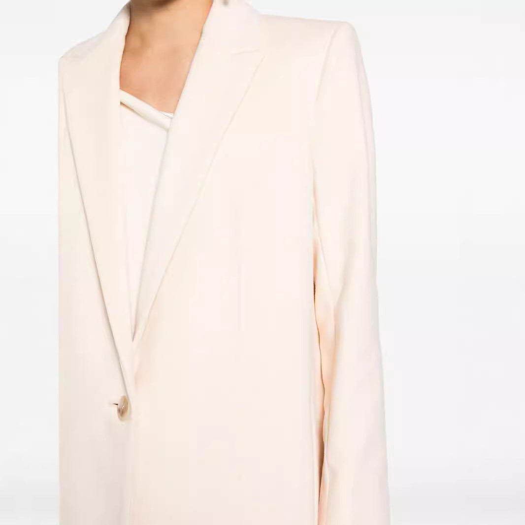 Damen Longline Wollmantel mit Ein-Knopf-Verschluss und tailliertem Revers Shop Nory