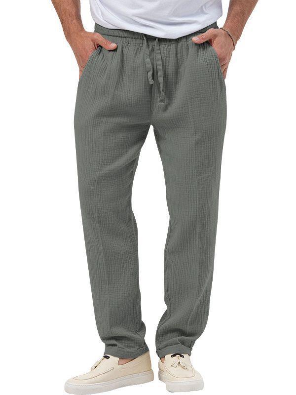 Herren nan entspannte Baumwoll-Musselin-Hose mit elastischem Tunnelzugbund und geradem Bein Shop Nory