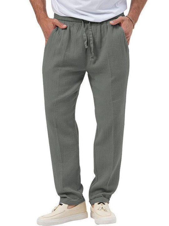 Herren nan entspannte Baumwoll-Musselin-Hose mit elastischem Tunnelzugbund und geradem Bein Shop Nory