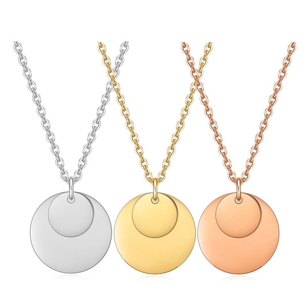Damen Halskette mit doppeltem, rundem Anhänger und feiner Gliederkette Shop Nory