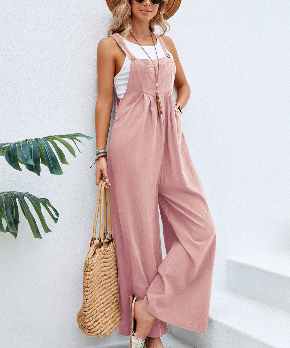 Damen Lässiger Jumpsuit mit weitem Bein und verstellbaren Trägern