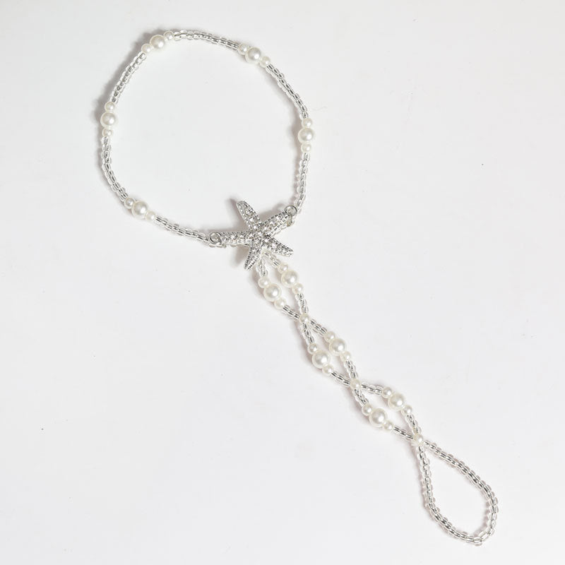 Zierliches Fußkettchen mit Zehenring und Seestern-Anhänger