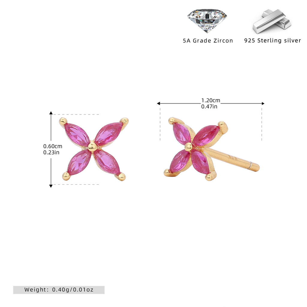 Damen Ohrstecker aus 925 Sterling Silber mit funkelndem Zirkonblüten-Design Shop Nory