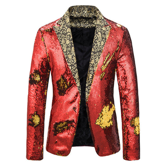 Herren extravagante Pailletten-Blazerjacke