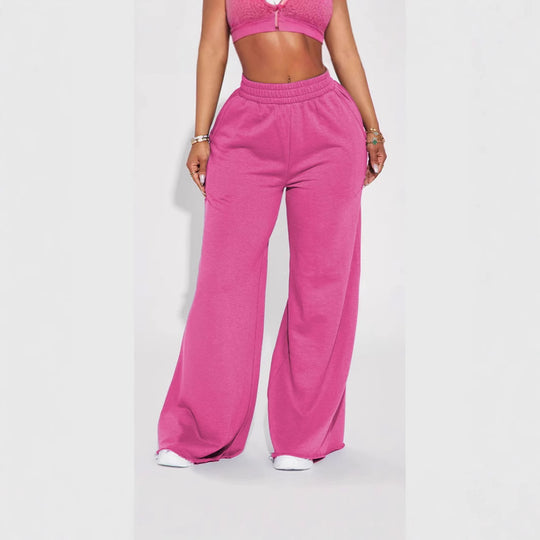 Damen nan weite High-Waist Loungehose mit elastischem Bund und praktischen Seitentaschen Shop Nory