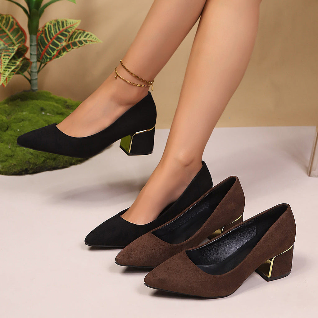 Damen dezente Pumps mit goldenem Akzent
