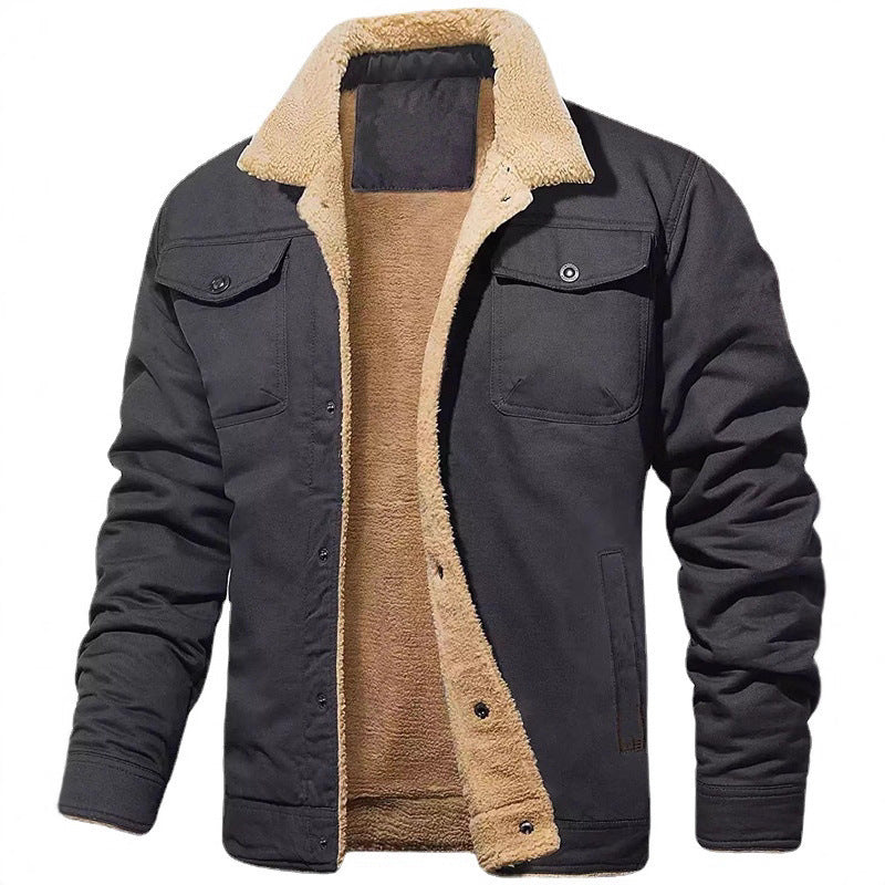 Herren gefütterte Steppjacke im Utility-Stil mit warmem Innenfutter