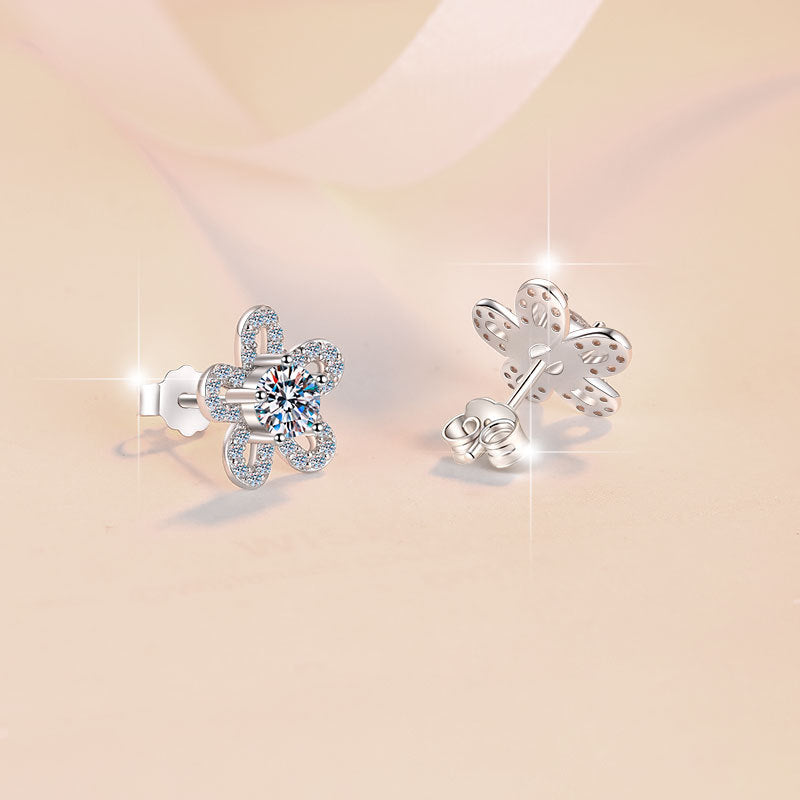 Damen Ohrringe im floralen Design mit funkelndem Kristall Shop Nory