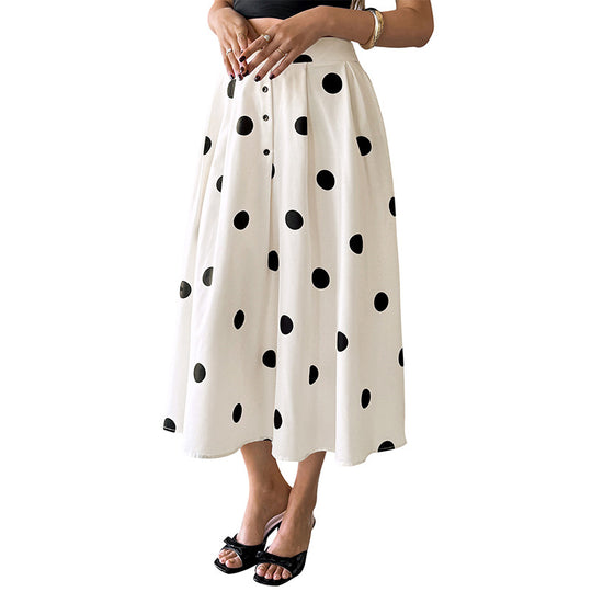 Damen Langer Rock mit Polka-Dots Shop Nory