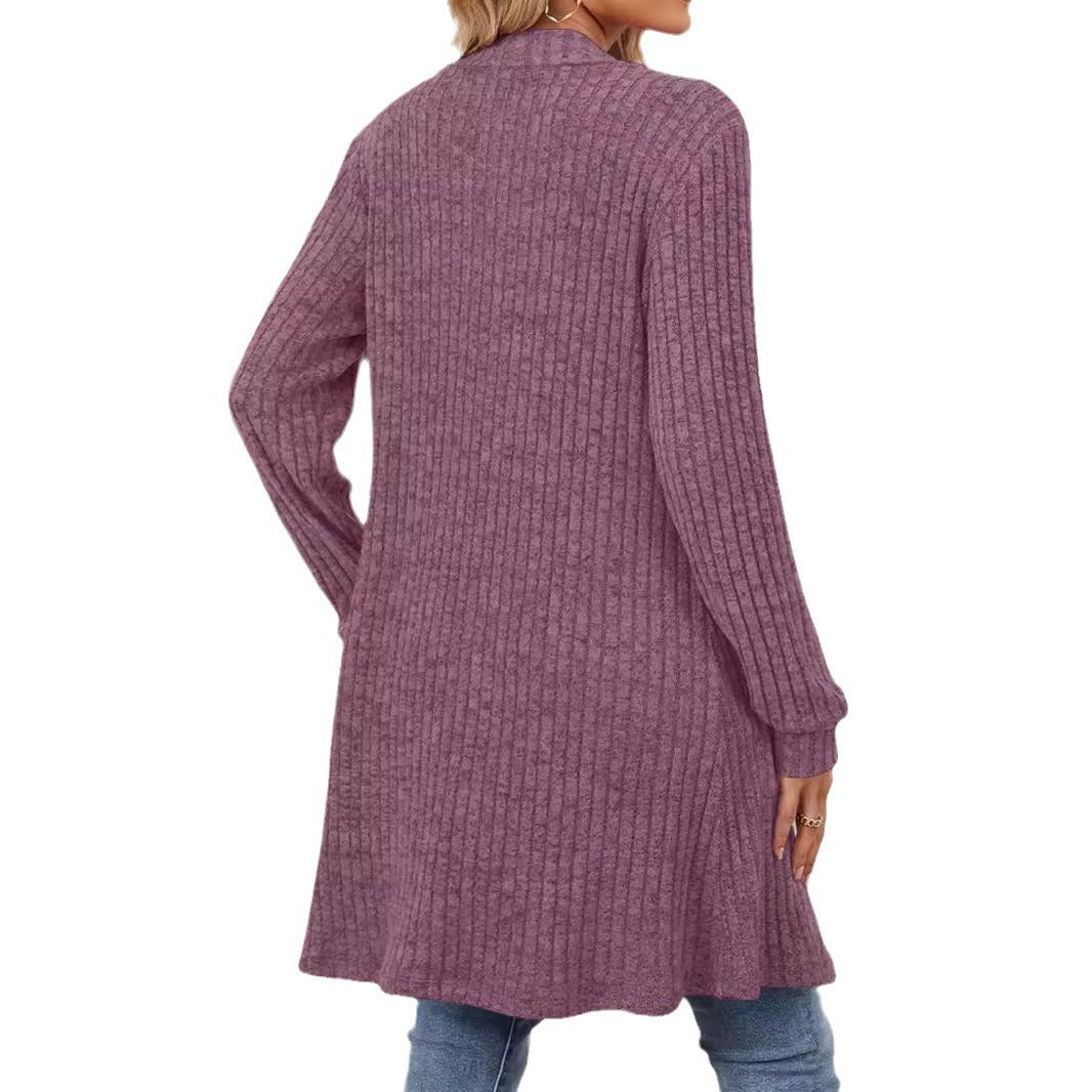 Damen Longline Rippstrick Cardigan mit Taschen Shop Nory
