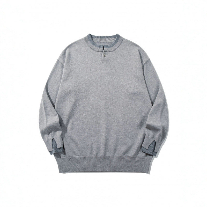 Unisex Oversize Feinstrickpullover mit Henley-Knopfleiste und Schlitzbündchen Shop Nory