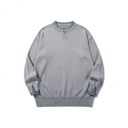 Unisex Oversize Feinstrickpullover mit Henley-Knopfleiste und Schlitzbündchen Shop Nory
