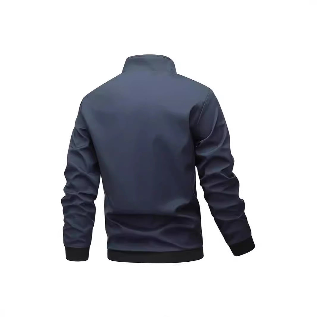 Herren Leichte Reißverschluss-Trainingsjacke im Bomberstil mit Stehkragen und windabweisender Mikrofaserschale Shop Nory