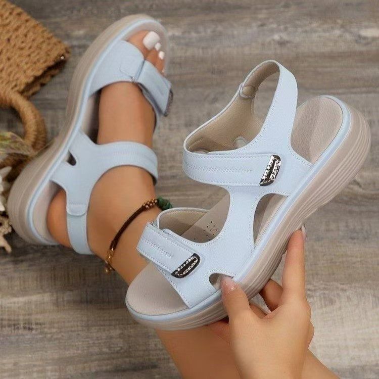 Damen Komfortable Riemensandalen mit verstellbarem Klettverschluss und ergonomischer Sohle