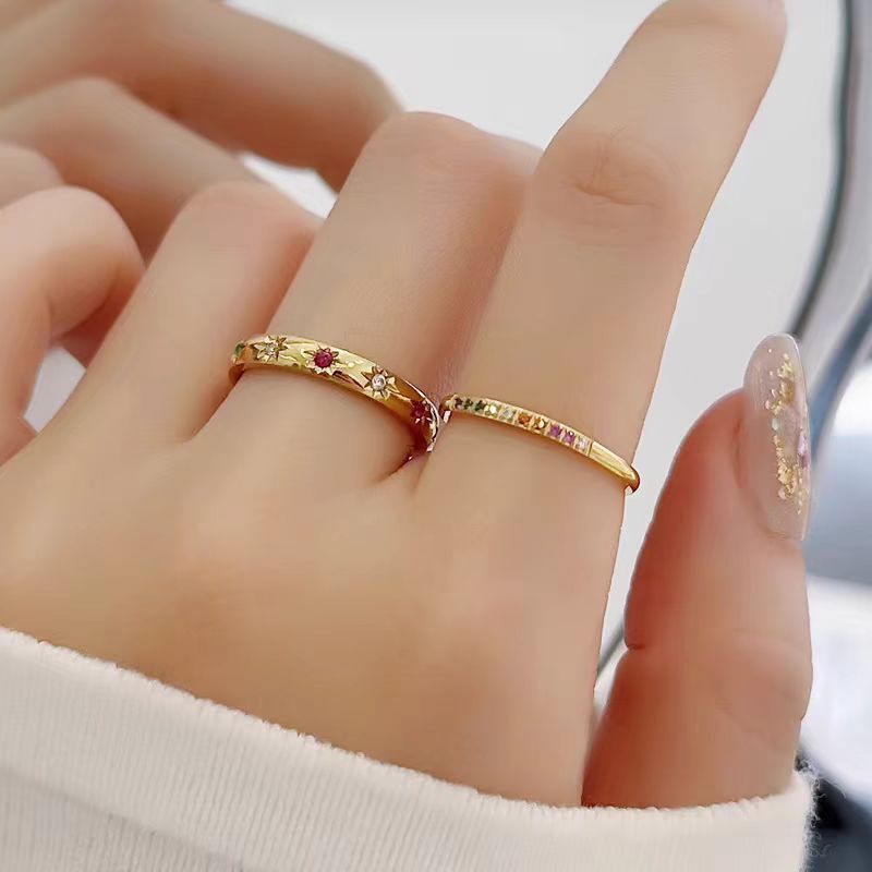 Damen Bunte Blumen Design Stapelring Shop Nory