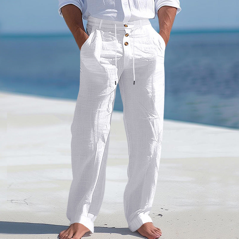 Herren lässige Hose mit hohem Bund und bequemen Taschen