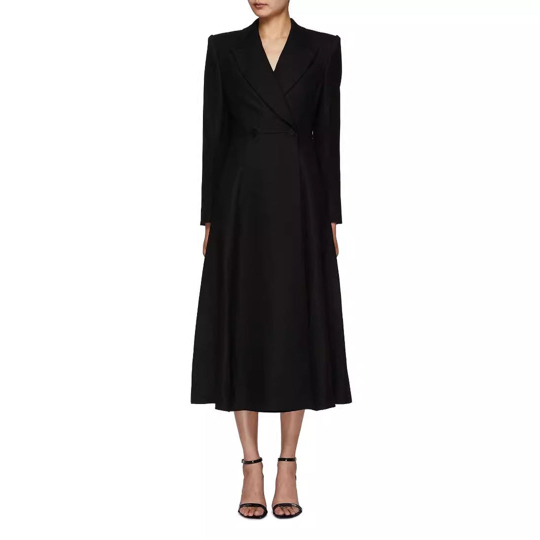 Damen langer taillierter Blazer‑Mantel mit Maxi‑Länge und strukturierten Schultern Shop Nory