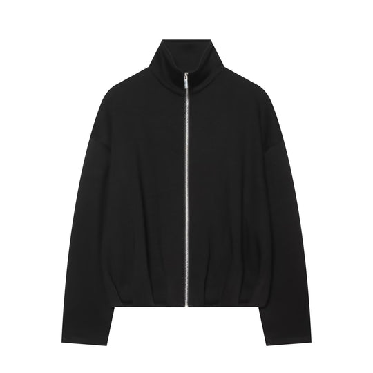 Damen Cropped Sweatjacke mit hohem Funnelkragen, durchgehendem Reißverschluss und tailliertem Saum Shop Nory