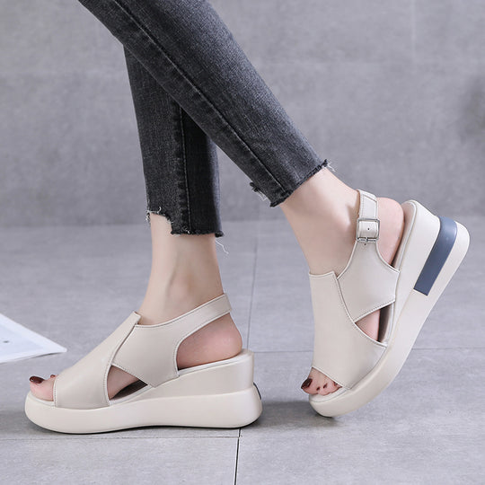 Damen Moderne Plateau‑Sandalette mit ergonomischem Memory‑Fußbett, verstellbarem Fersenriemen und rutschfester Gummisohle Shop Nory