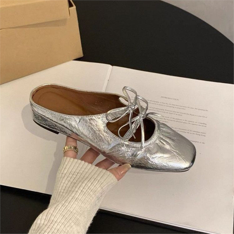 Damen Stylische Riemchen Mules mit dekorativem Schnürdetail