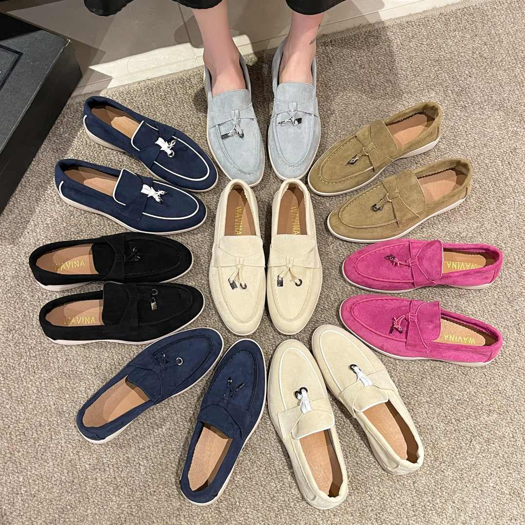 Damen Elegante Wildleder-Loafer mit Quasten und gepolstertem Komfortfußbett Shop Nory