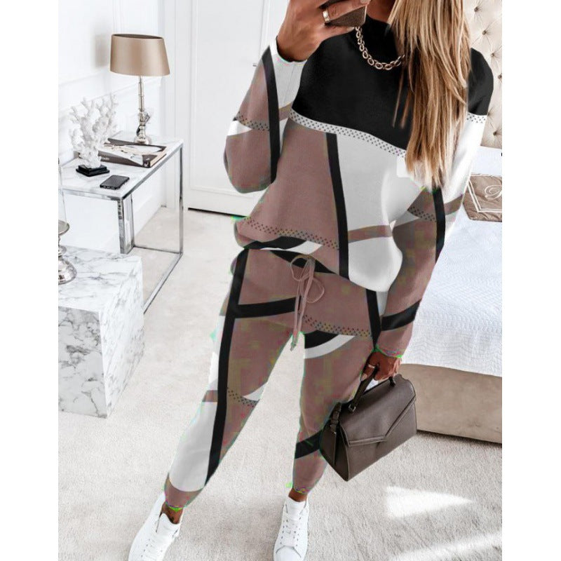 Damen trendy Sweatanzug mit grafischem Muster