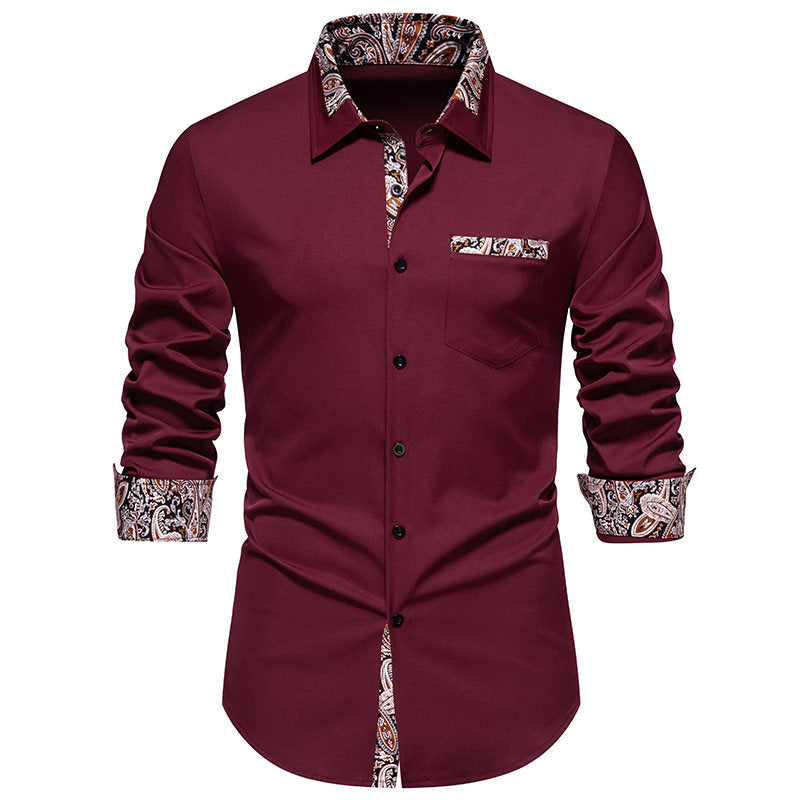 Herren klassisches Langarmhemd mit modernem Paisley-Muster