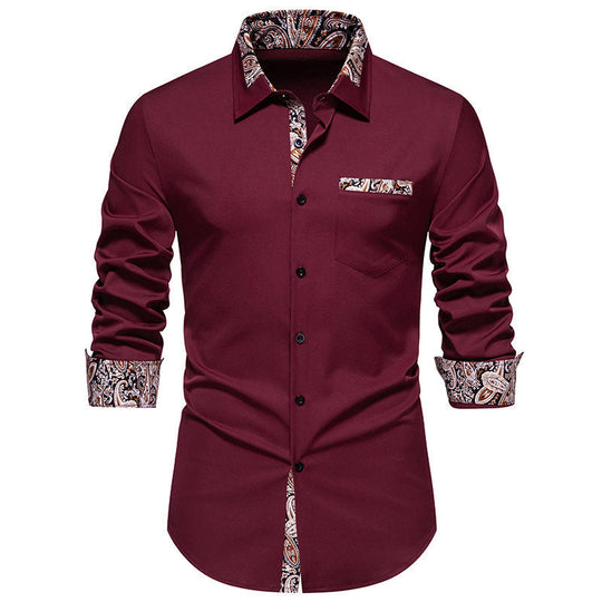 Herren klassisches Langarmhemd mit modernem Paisley-Muster