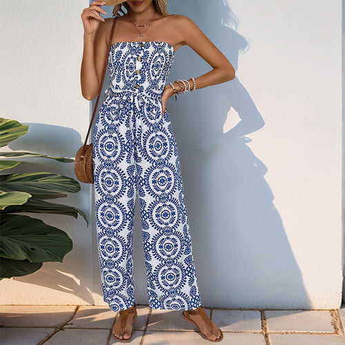 Damen Jumpsuit mit trendigem bandeau Design und praktischen Taschen