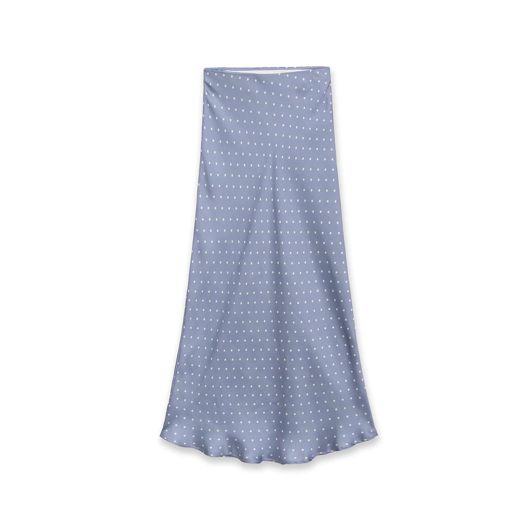 Damen Midi-Rock aus Satin im A-Linien-Schnitt mit hoher Taille und Polka-Dot-Print Shop Nory