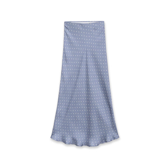 Damen Midi-Rock aus Satin im A-Linien-Schnitt mit hoher Taille und Polka-Dot-Print Shop Nory